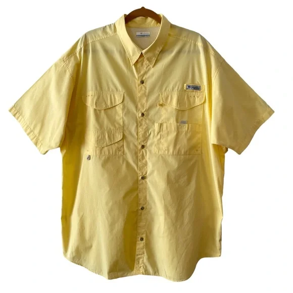 Chemise Columbia PFG – Homme – Jaune – Manches Courtes – Taille XL – Occasion
